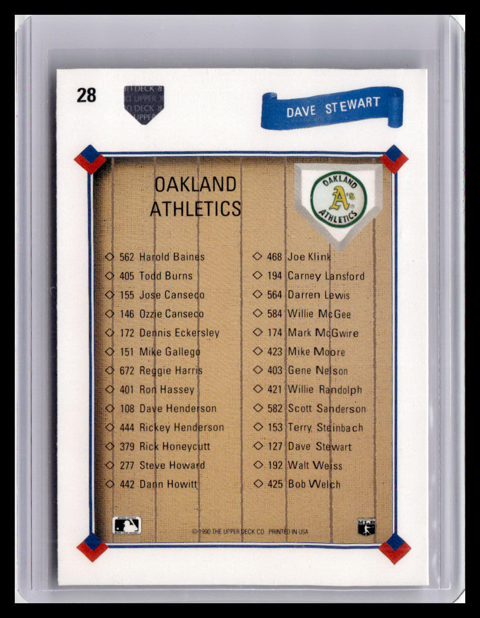 1991 Upper Deck #28c Dave Stewart