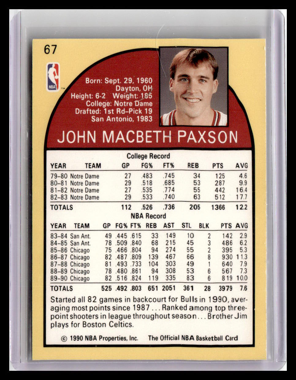1990-91 Hoops #67 John Paxson