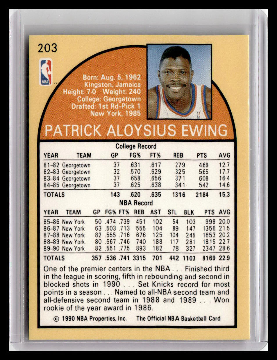 1990 Hoops Team Night New York Knicks #NNO Patrick Ewing