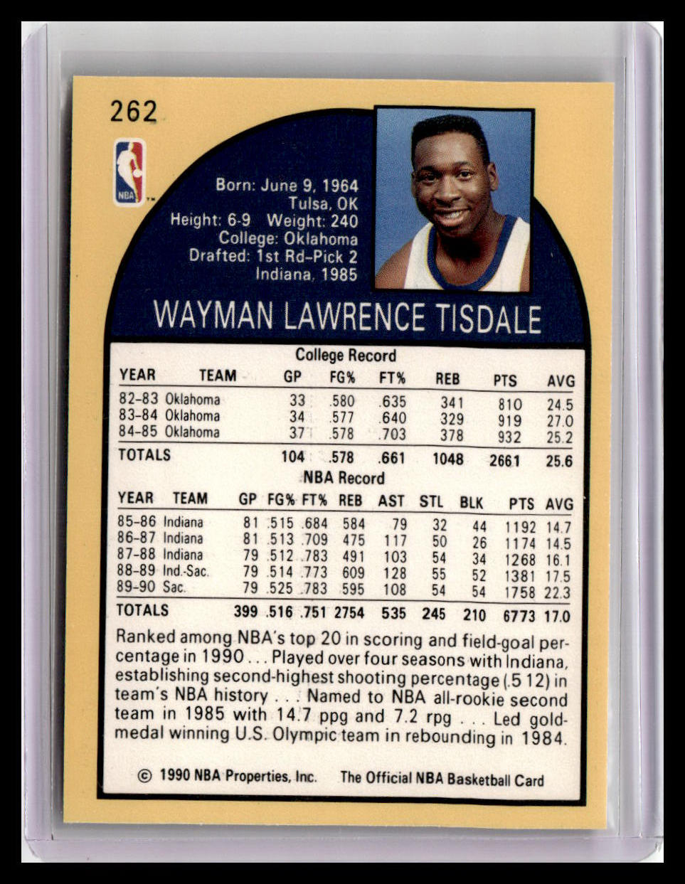 1990-91 Hoops #262 Wayman Tisdale