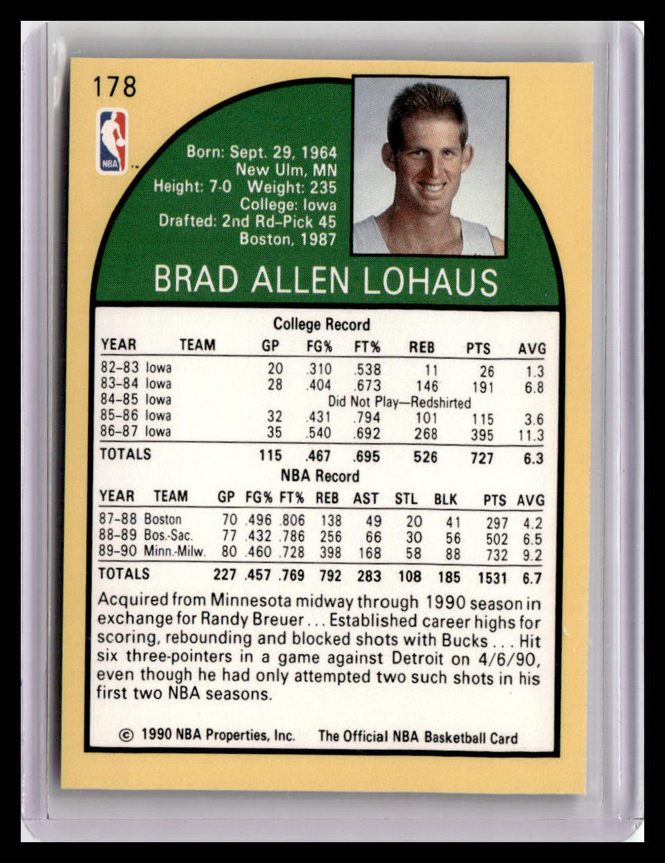 1990-91 Hoops #178 Brad Lohaus