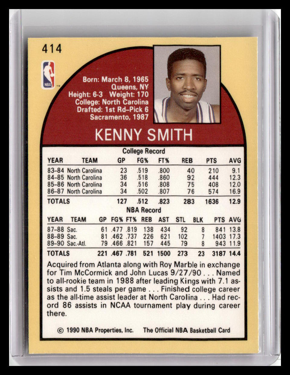 1990-91 Hoops #414a Kenny Smith
