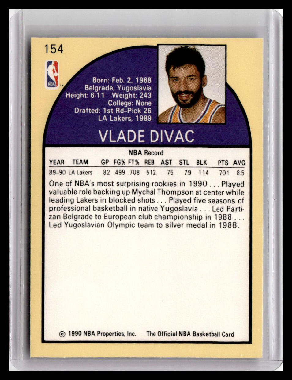1990 Hoops Team Night Los Angeles Lakers #NNO Vlade Divac