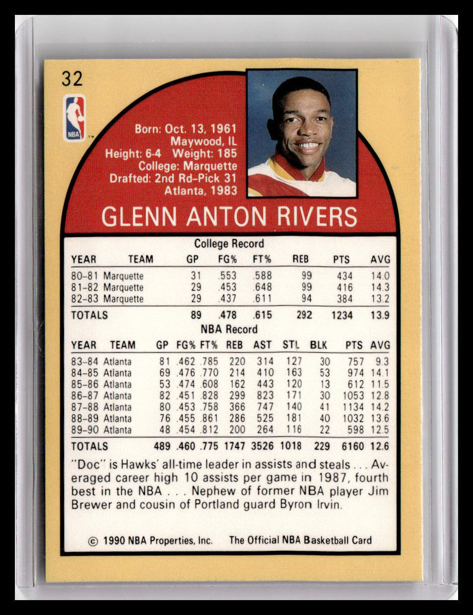 1990-91 Hoops #32 Glenn Rivers