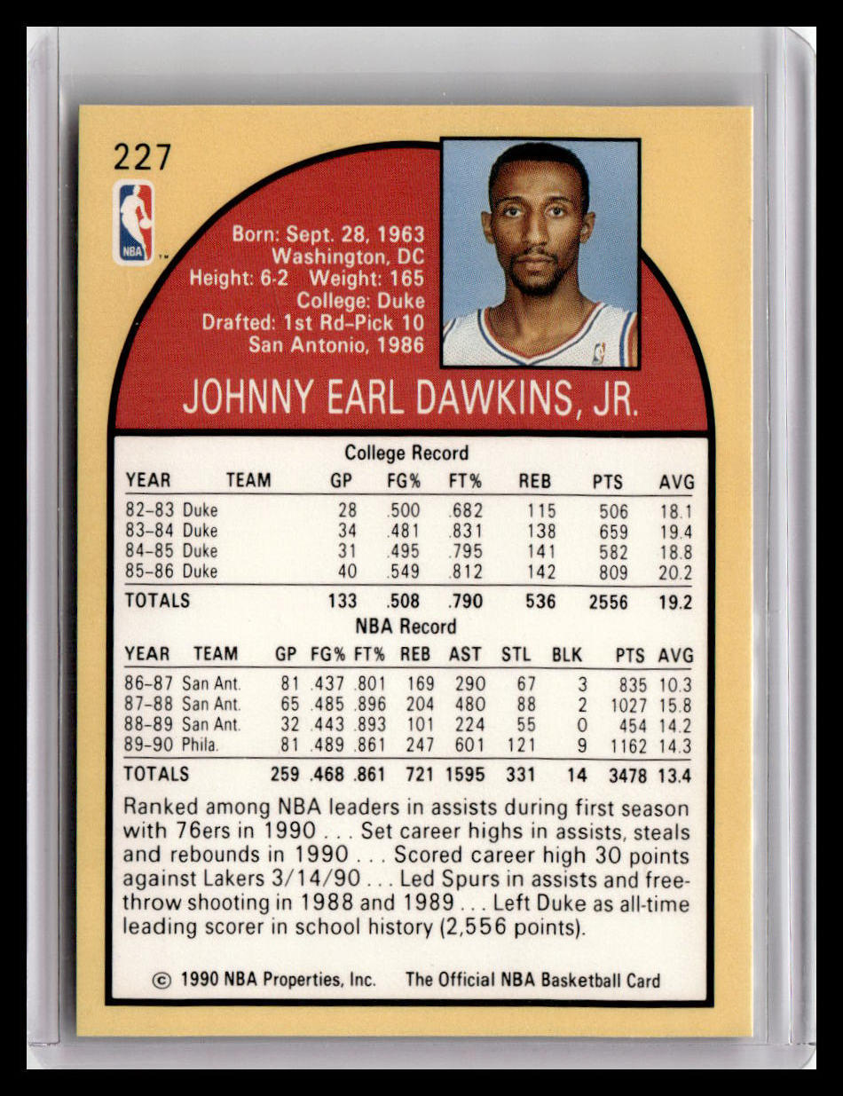 1990 Hoops Team Night Philadelphia 76ers #NNO Johnny Dawkins