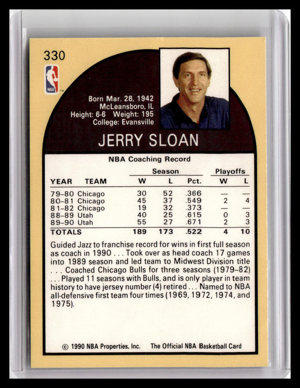 1990-91 Hoops #330 Jerry Sloan