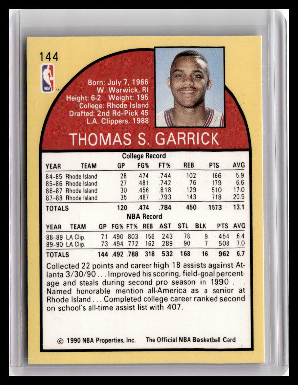 1990-91 Hoops #144 Tom Garrick