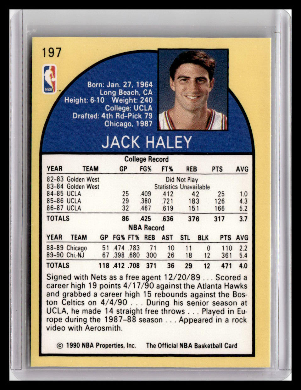 1990-91 Hoops #197 Jack Haley