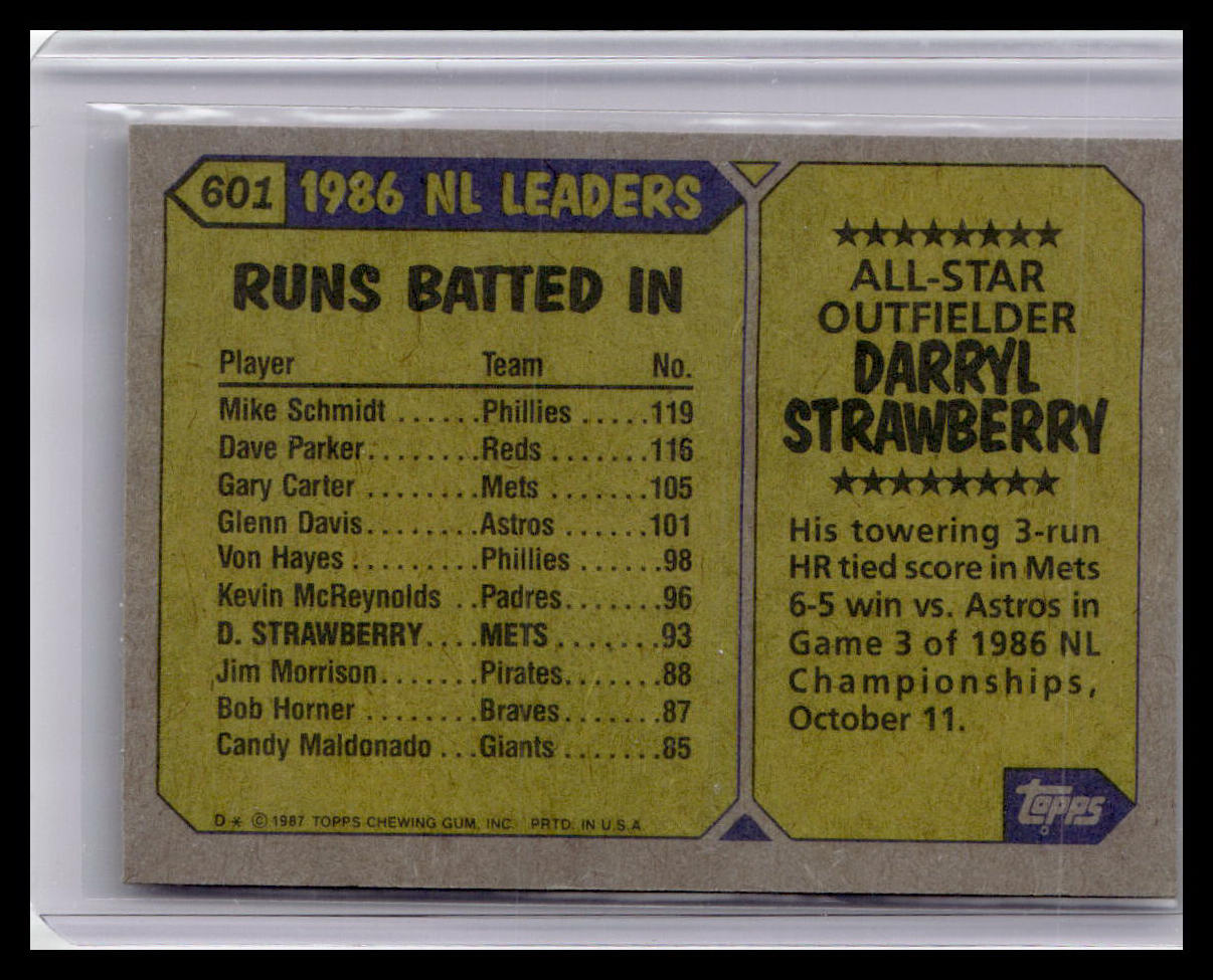 1987 Topps #601 Darryl Strawberry
