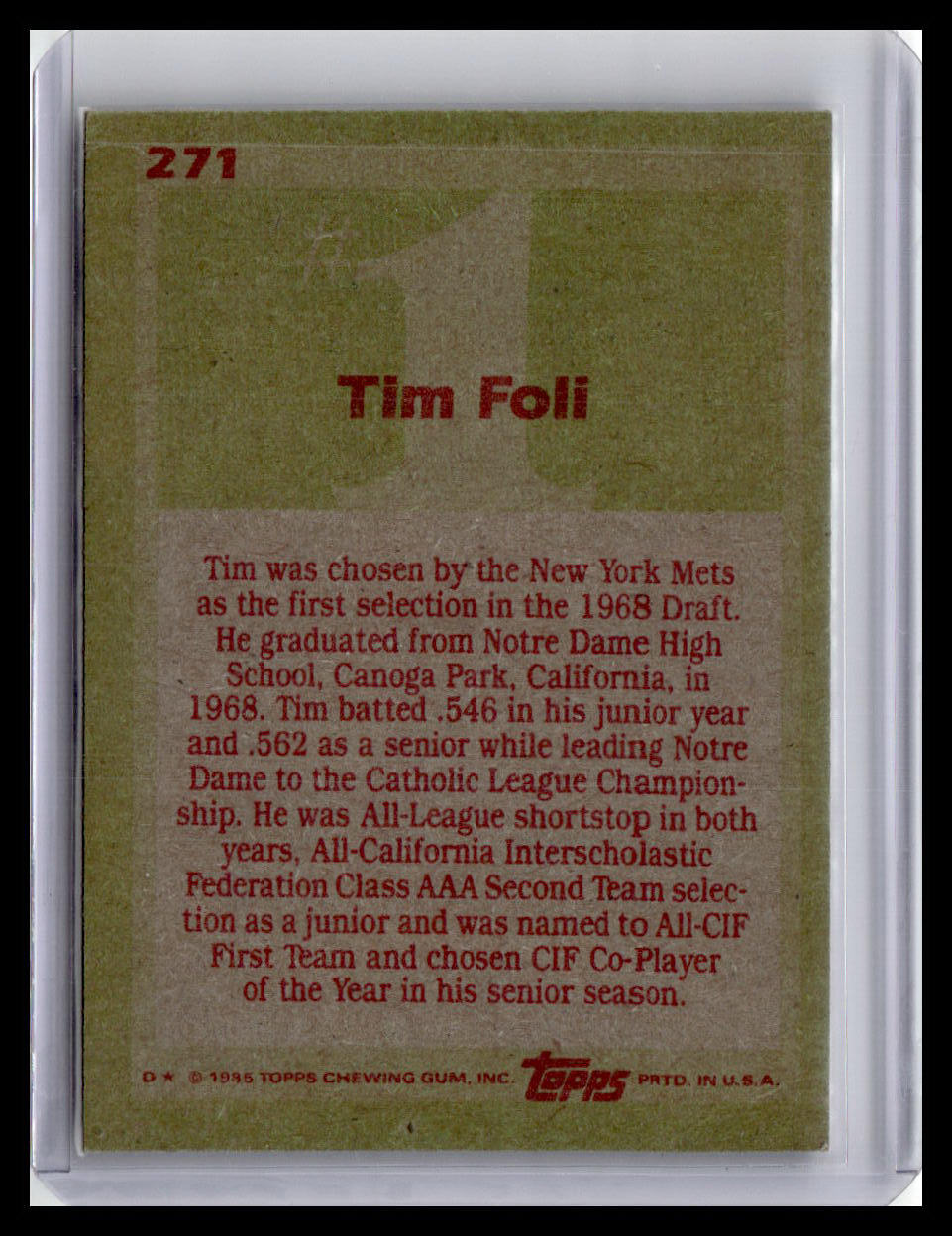 1985 Topps #271 Tim Foli