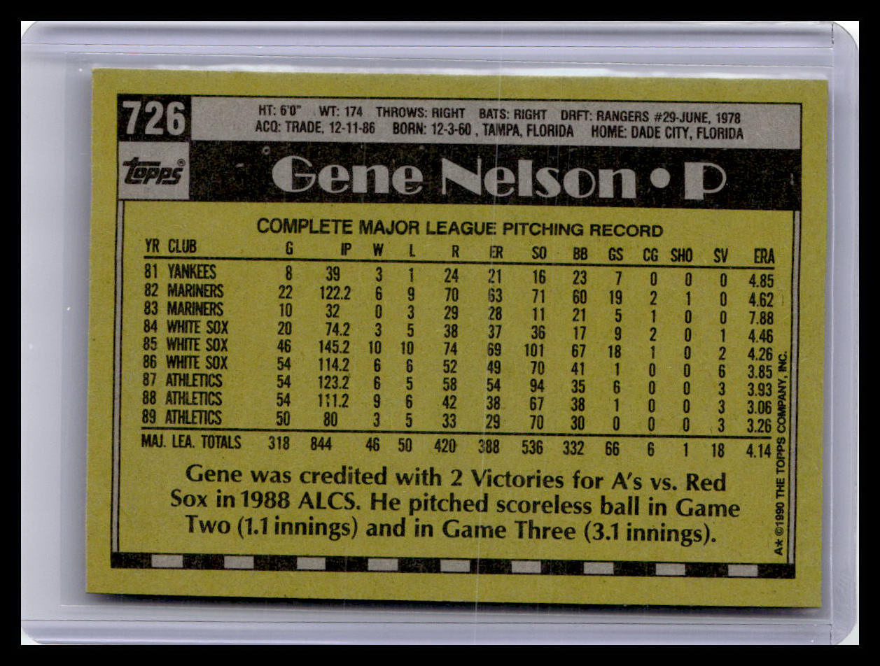 1990 Topps #726 Gene Nelson