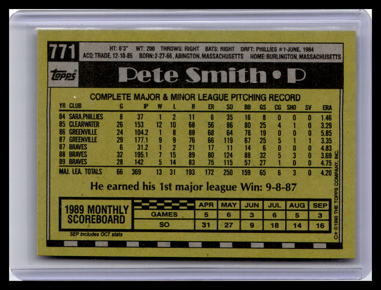 1990 Topps #771 Pete Smith