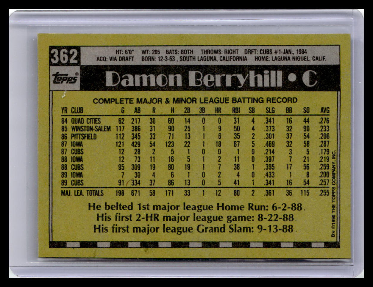 1990 Topps #362 Damon Berryhill