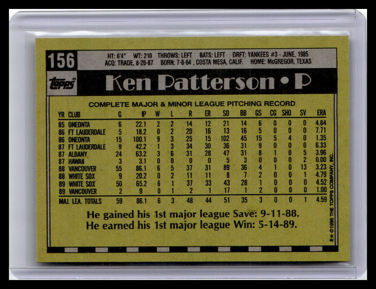 1990 Topps #156 Ken Patterson