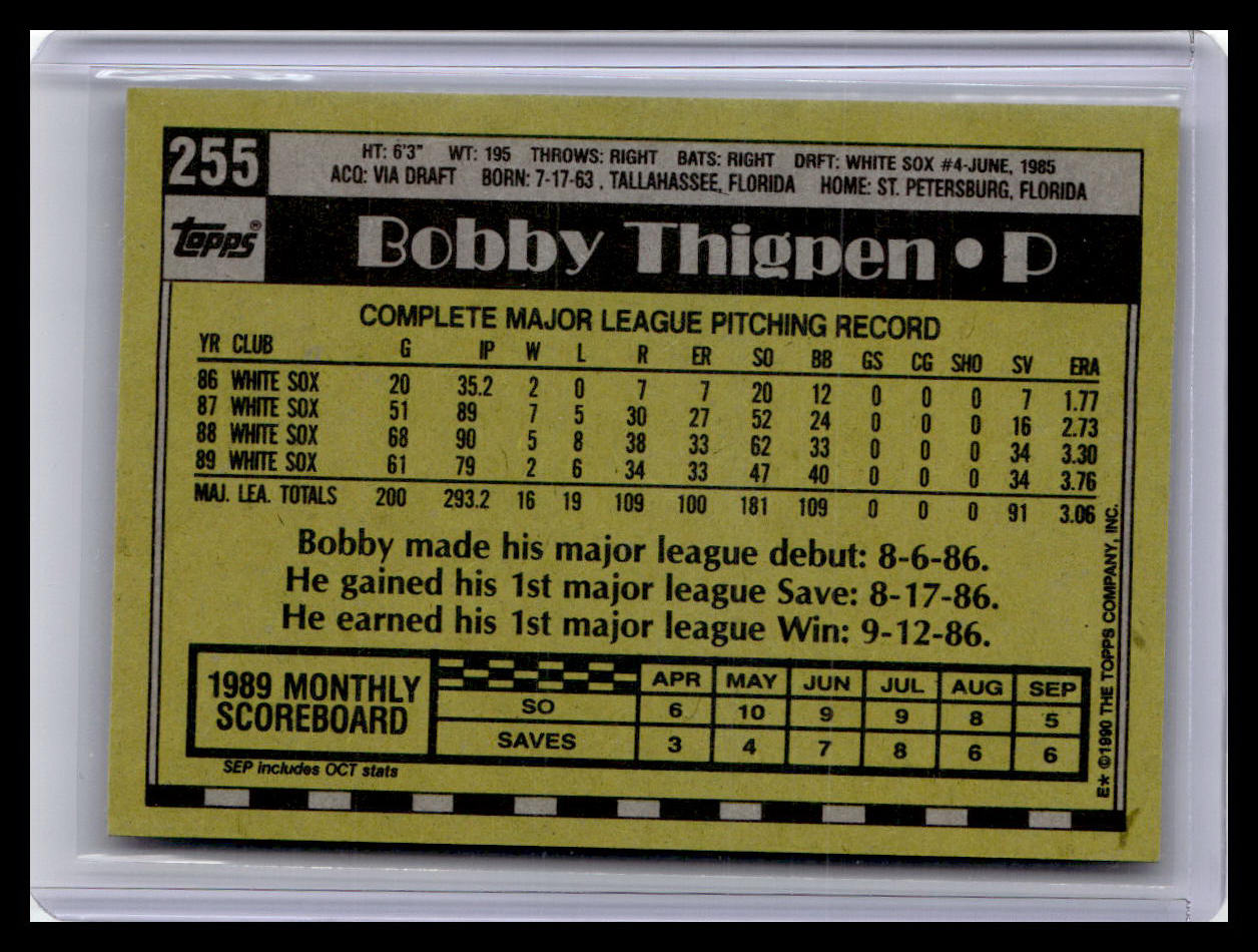 1990 Topps #255 Bobby Thigpen