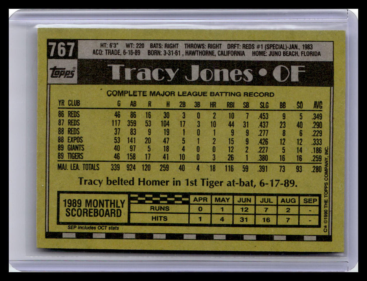 1990 Topps #767 Tracy Jones