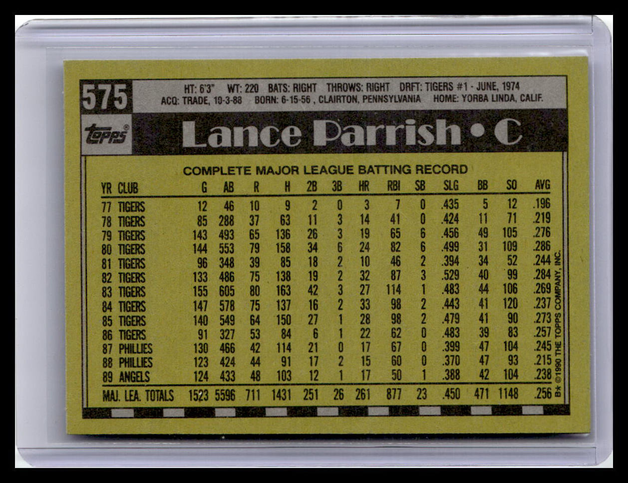 1990 Topps #575 Lance Parrish