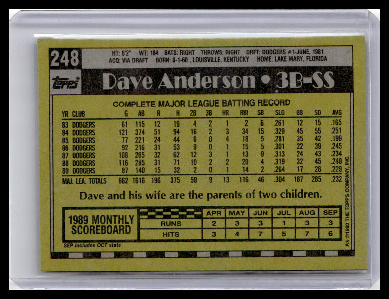 1990 Topps #248 Dave Anderson