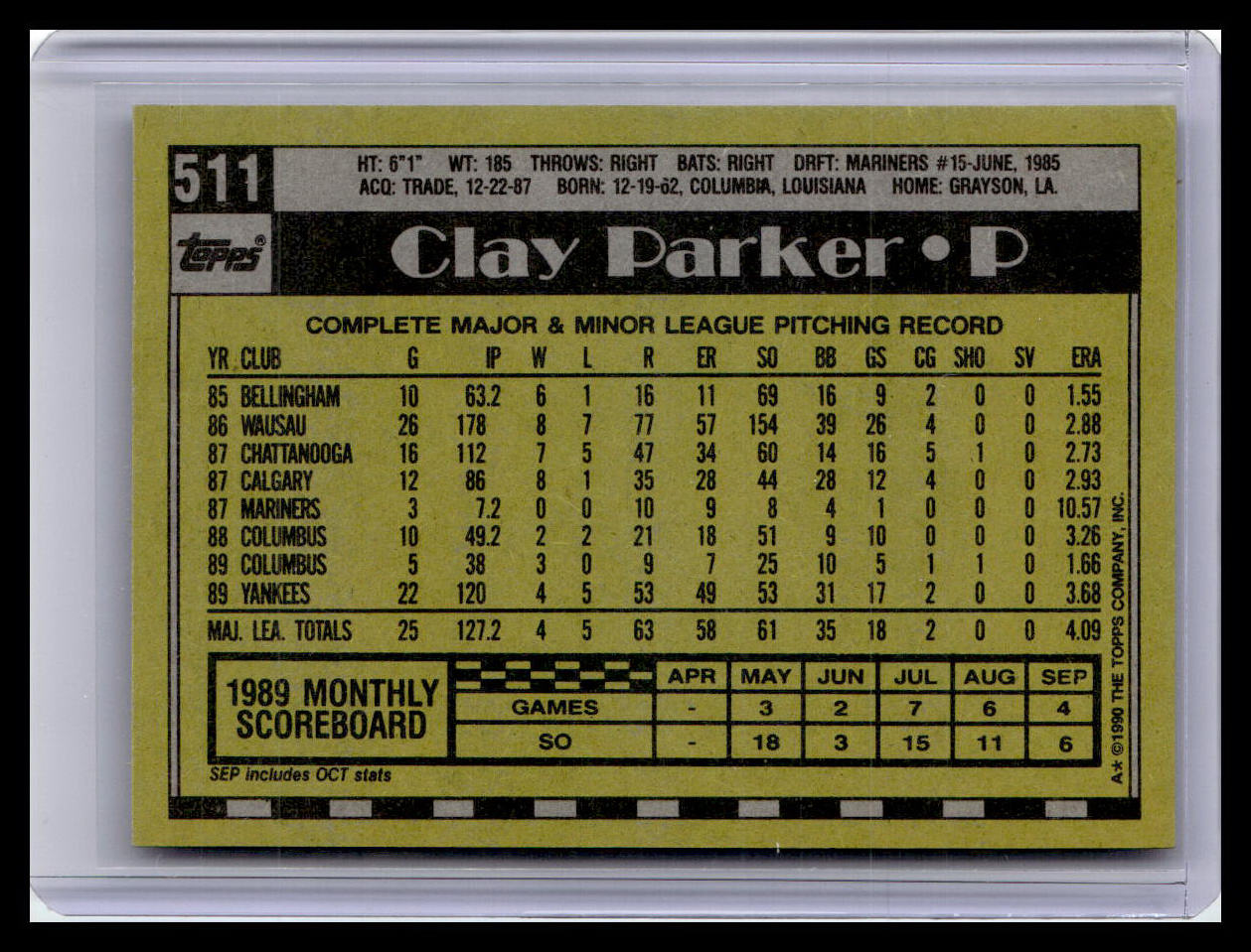 1990 Topps #511 Clay Parker