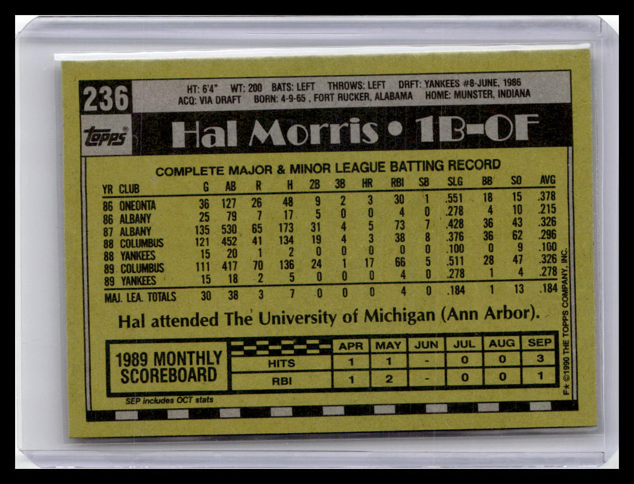 1990 Topps #236 Hal Morris