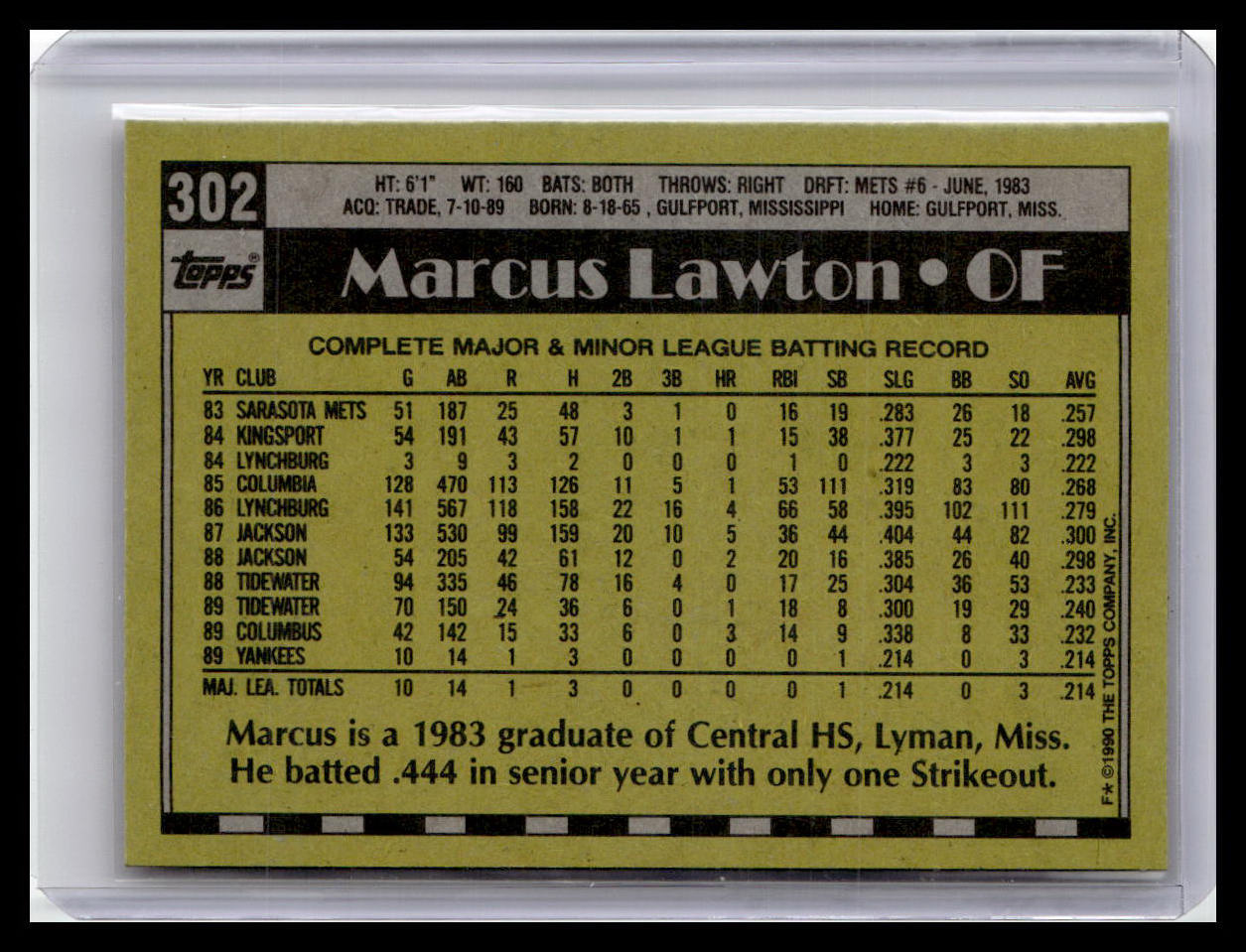 1990 Topps #302 Marcus Lawton