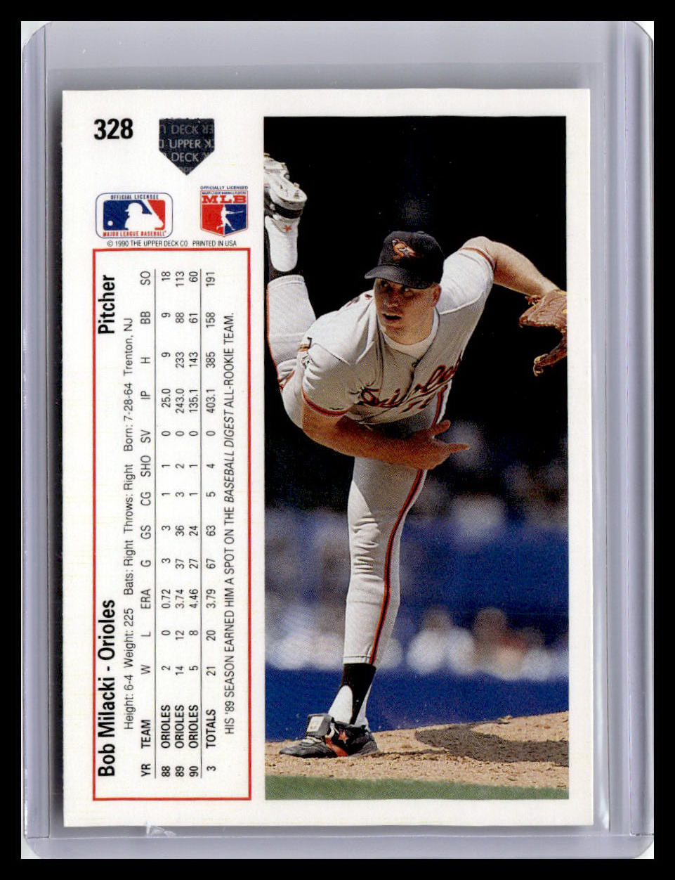 1991 Upper Deck #328d Bob Milacki