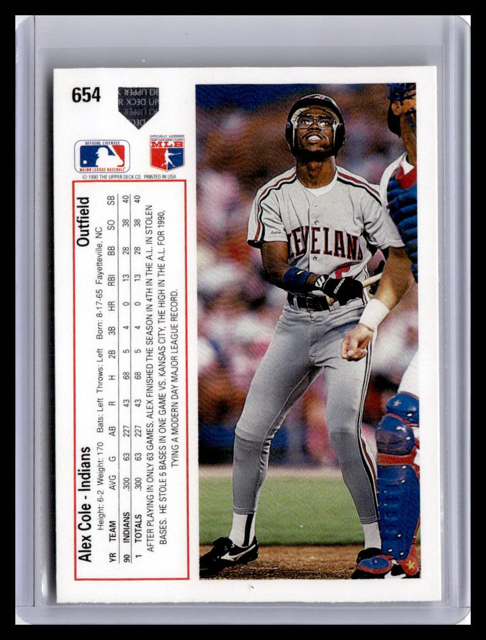 1991 Upper Deck #654b Alex Cole