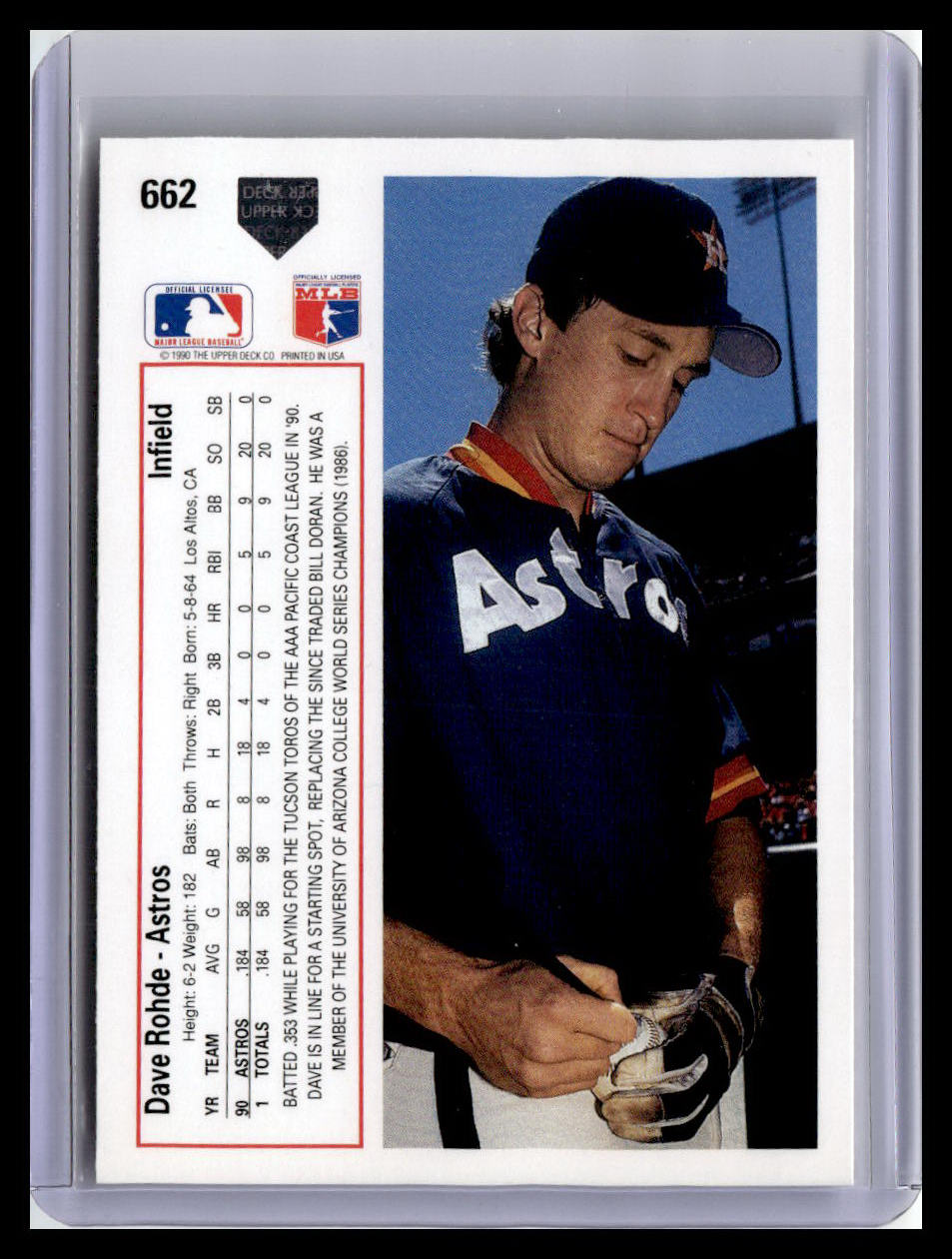 1991 Upper Deck #662b Dave Rohde