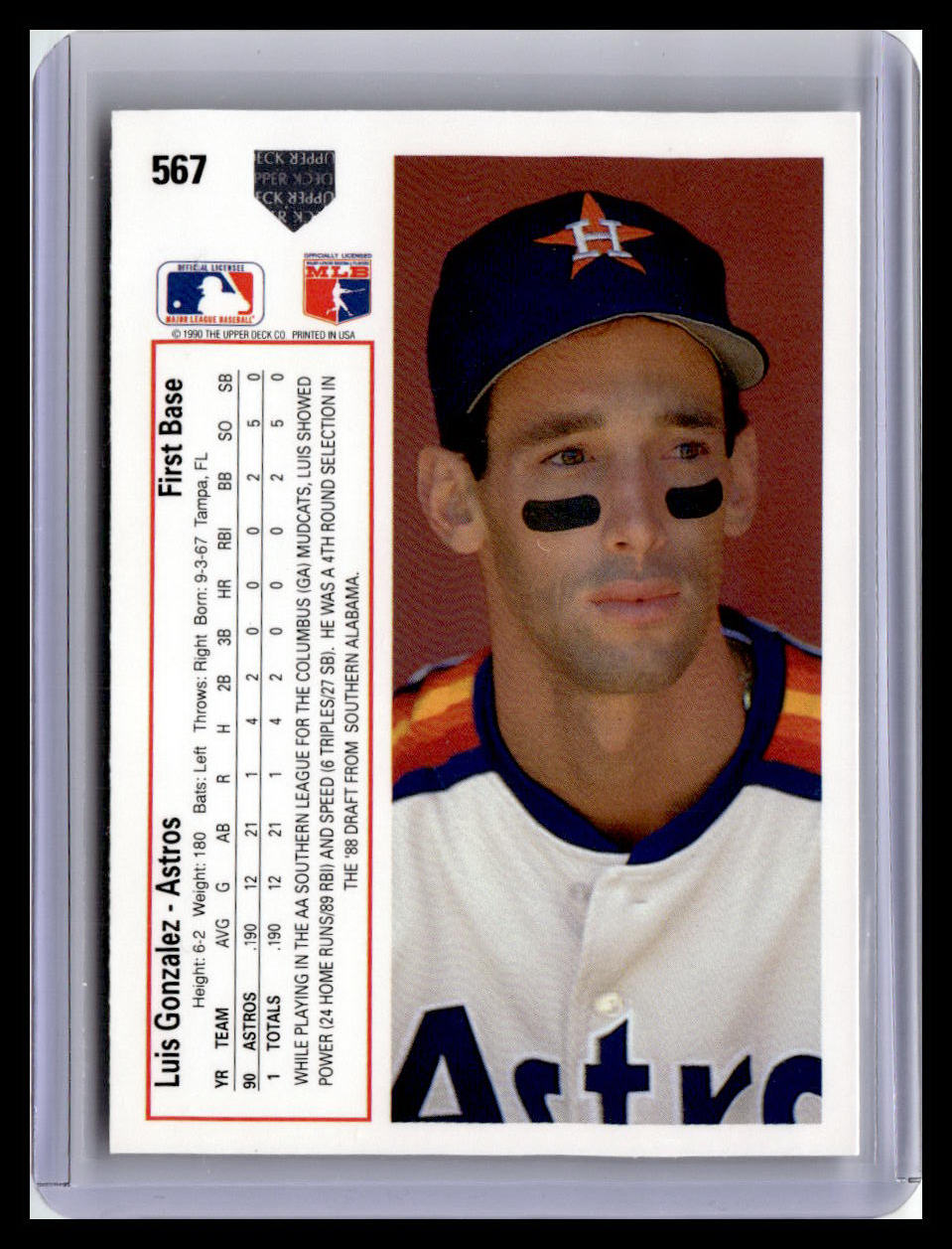 1991 Upper Deck #567c Luis Gonzalez