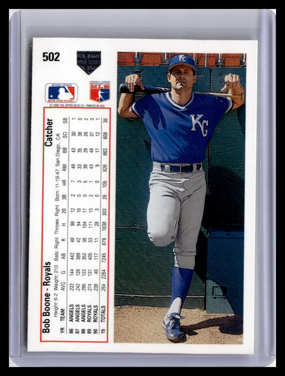 1991 Upper Deck #502c Bob Boone