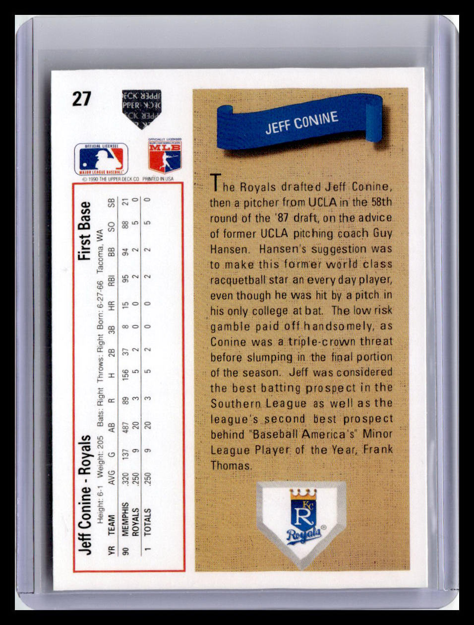 1991 Upper Deck #27b Jeff Conine