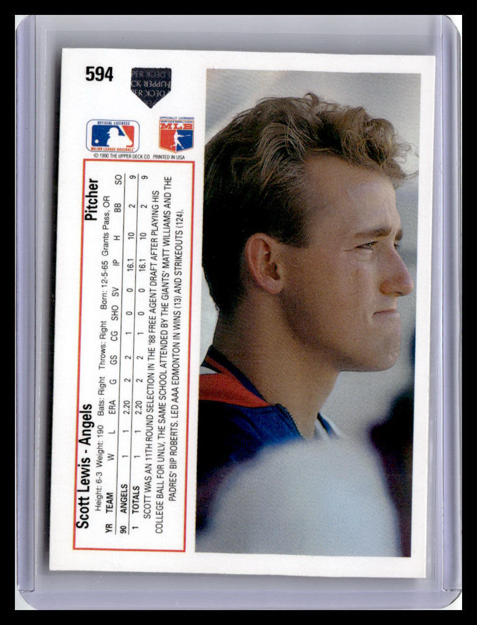 1991 Upper Deck #594b Scott Lewis
