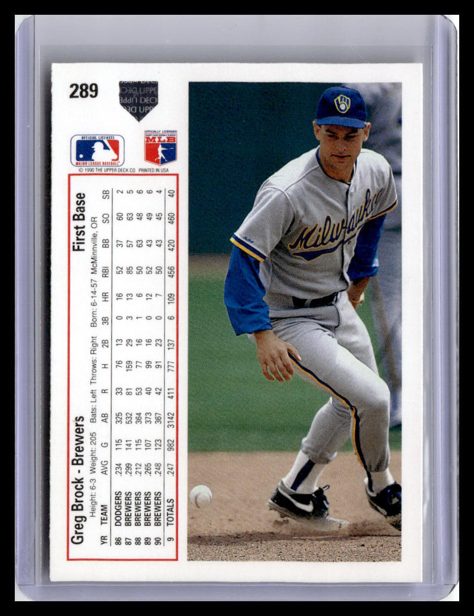 1991 Upper Deck #289b Greg Brock