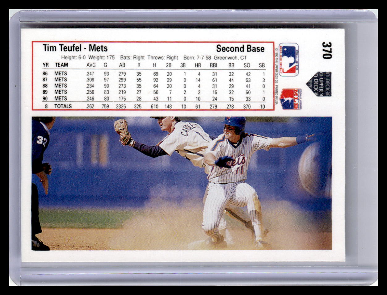 1991 Upper Deck #370b Tim Teufel