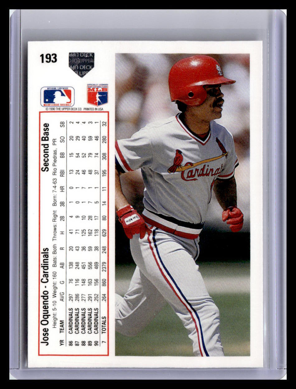 1991 Upper Deck #193b Jose Oquendo