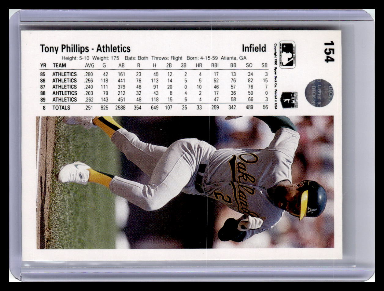 1990 Upper Deck #154a Tony Phillips