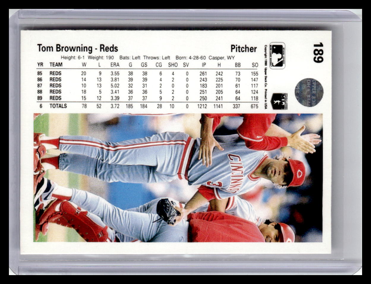 1990 Upper Deck #189a Tom Browning