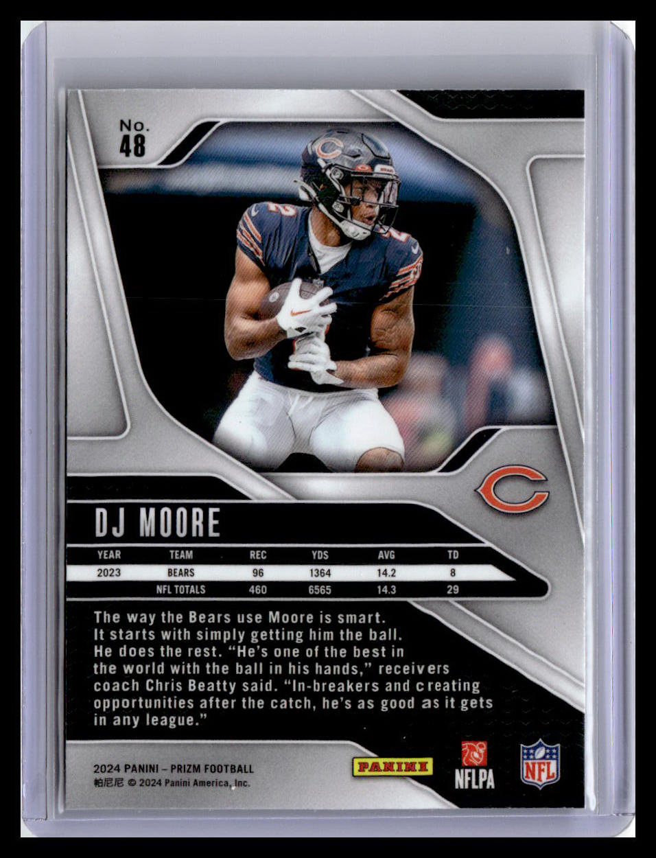 2024 Panini Prizm #48 DJ Moore Red and Yellow #/44
