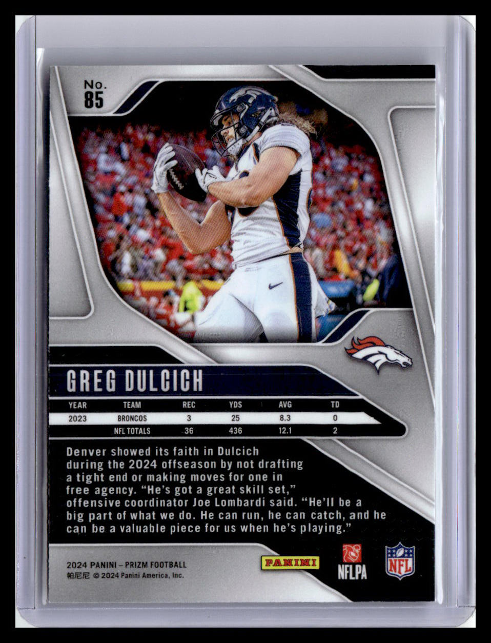 2024 Panini Prizm #85 Greg Dulcich