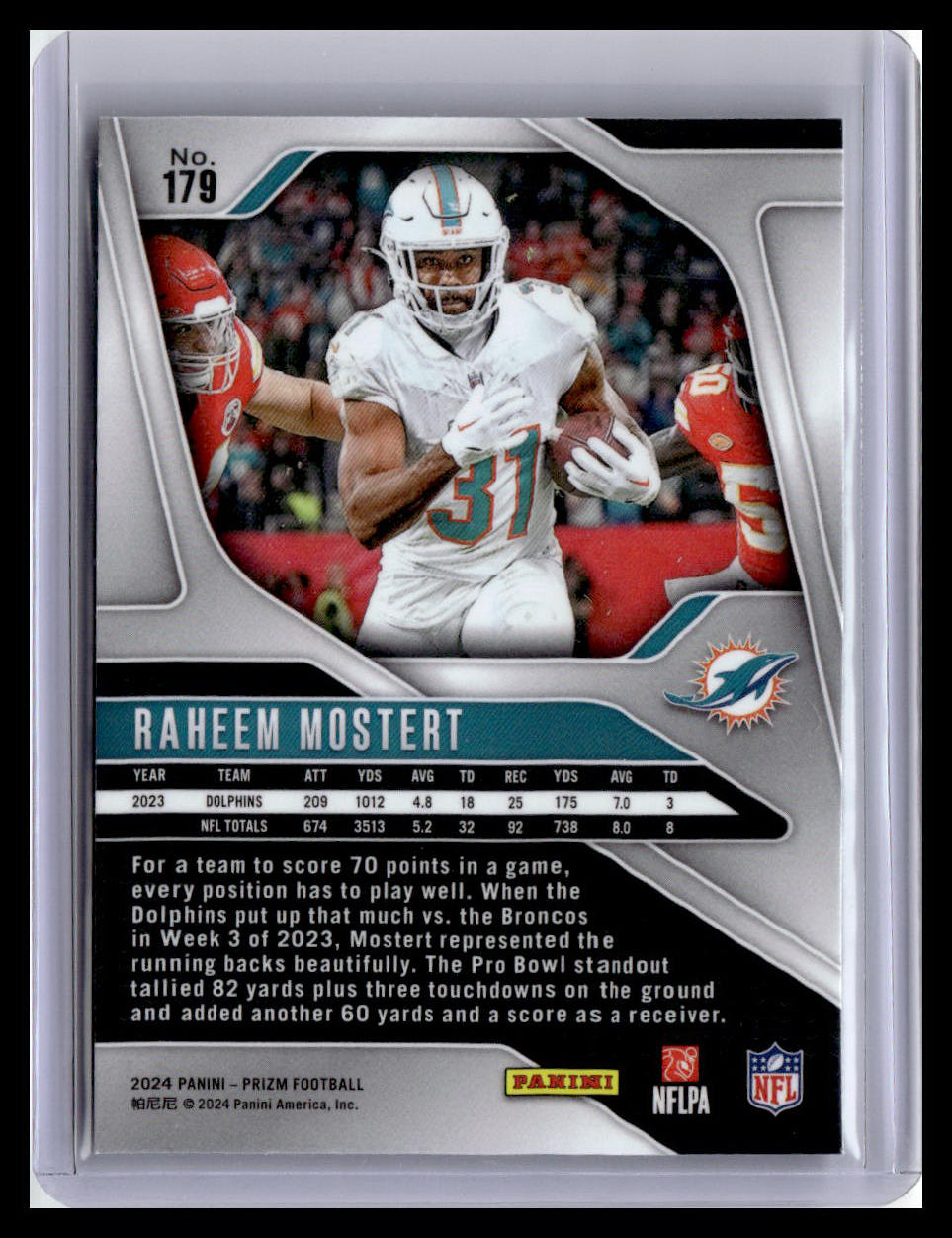 2024 Panini Prizm #179 Raheem Mostert Blue Wave #/230