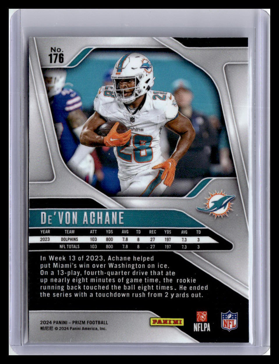 2024 Panini Prizm #176 De'Von Achane