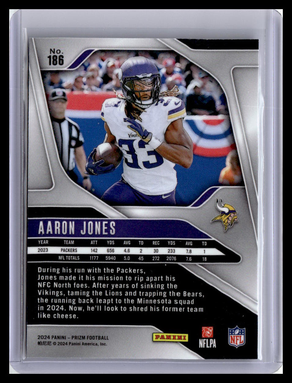 2024 Panini Prizm #186 Aaron Jones Navy Camo #/25