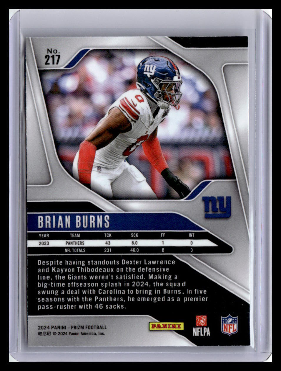 2024 Panini Prizm #217 Brian Burns Silver