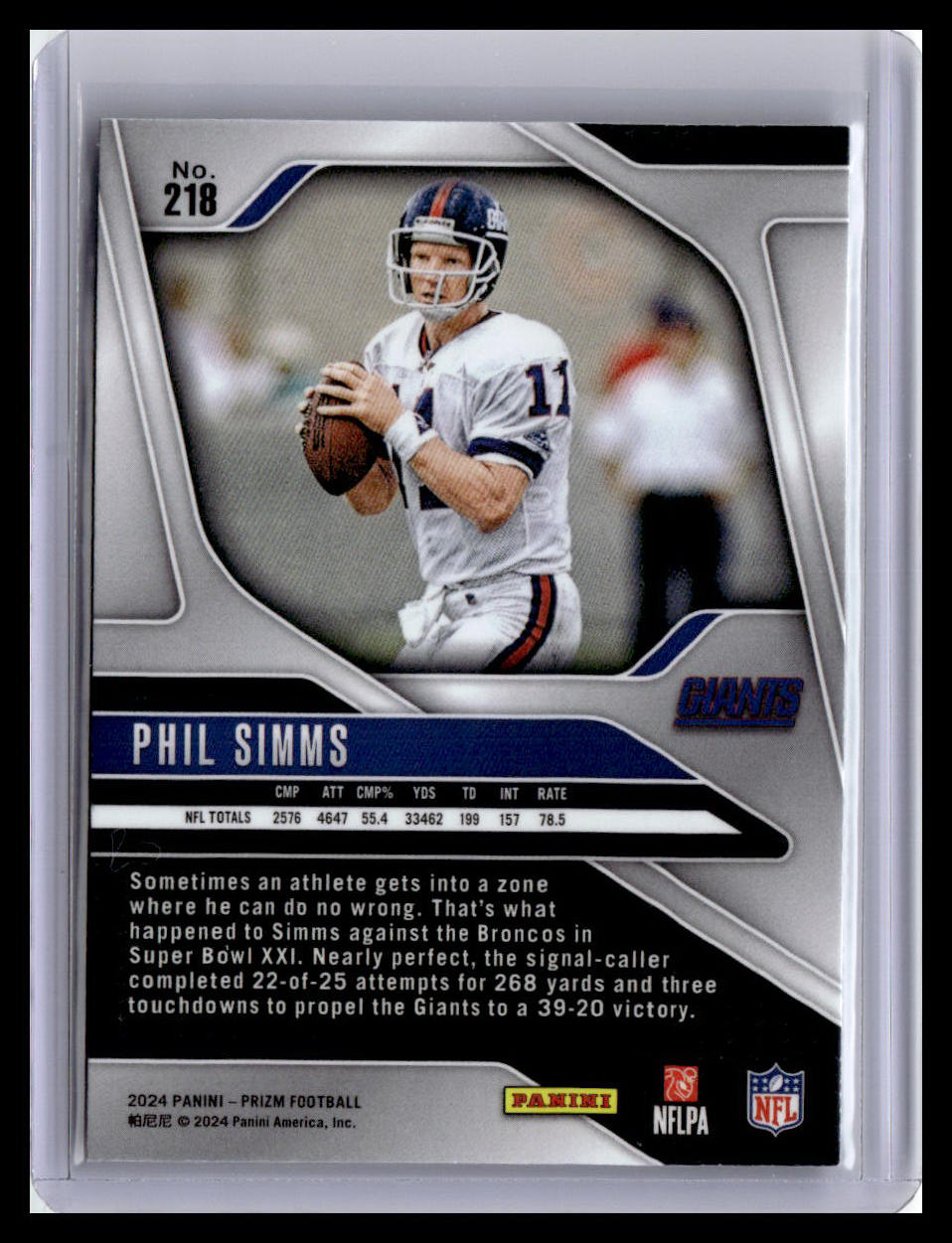 2024 Panini Prizm #218 Phil Simms Silver