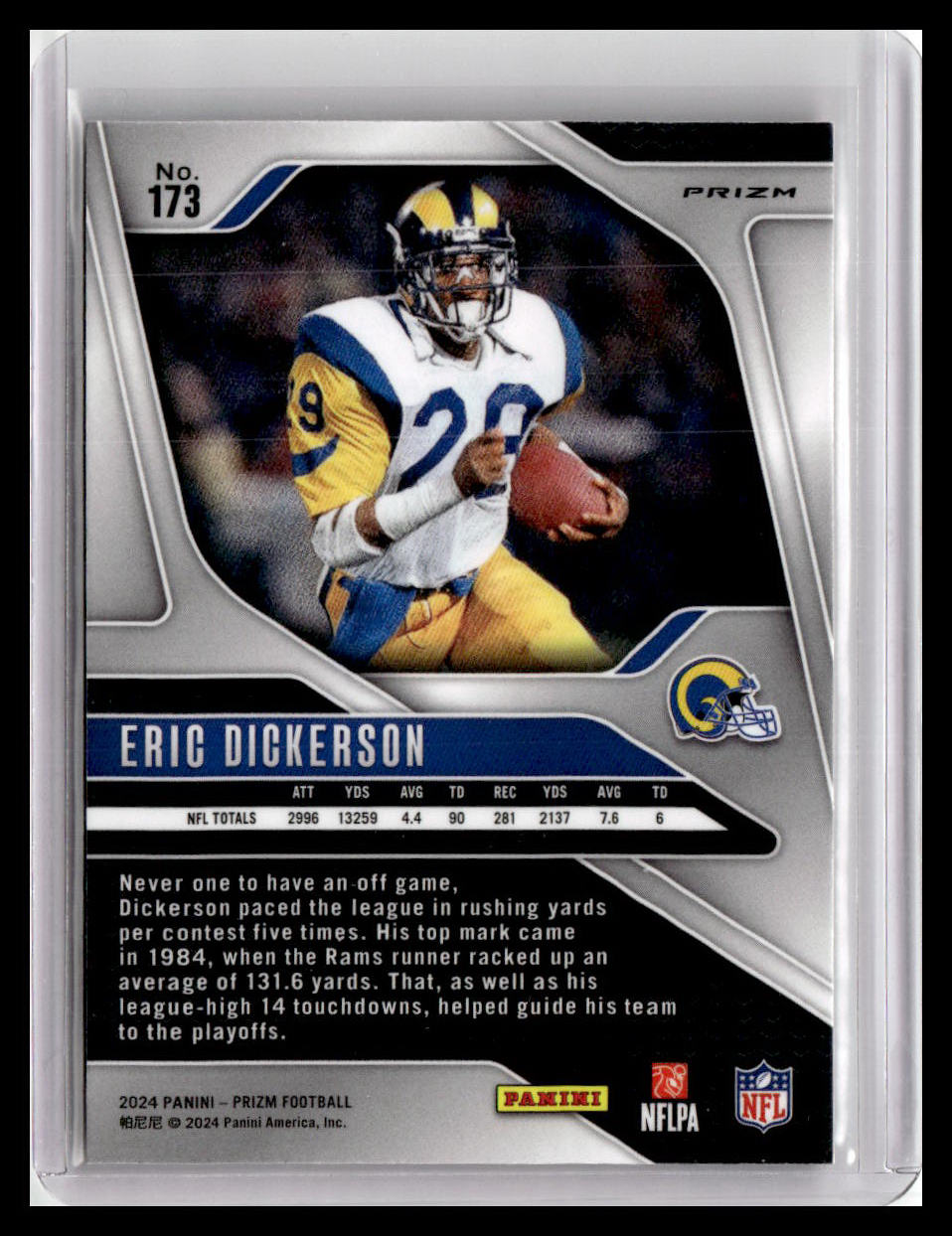 2024 Panini Prizm #173 Eric Dickerson Orange Disco Prizm