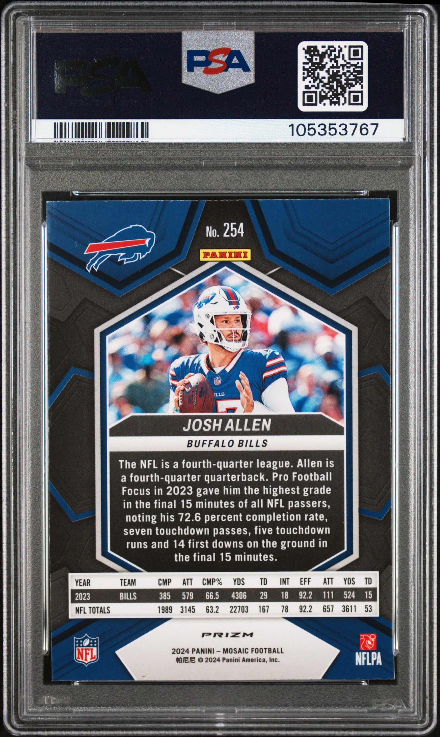 2024 Panini Mosaic #254 Josh Allen Green PSA 9