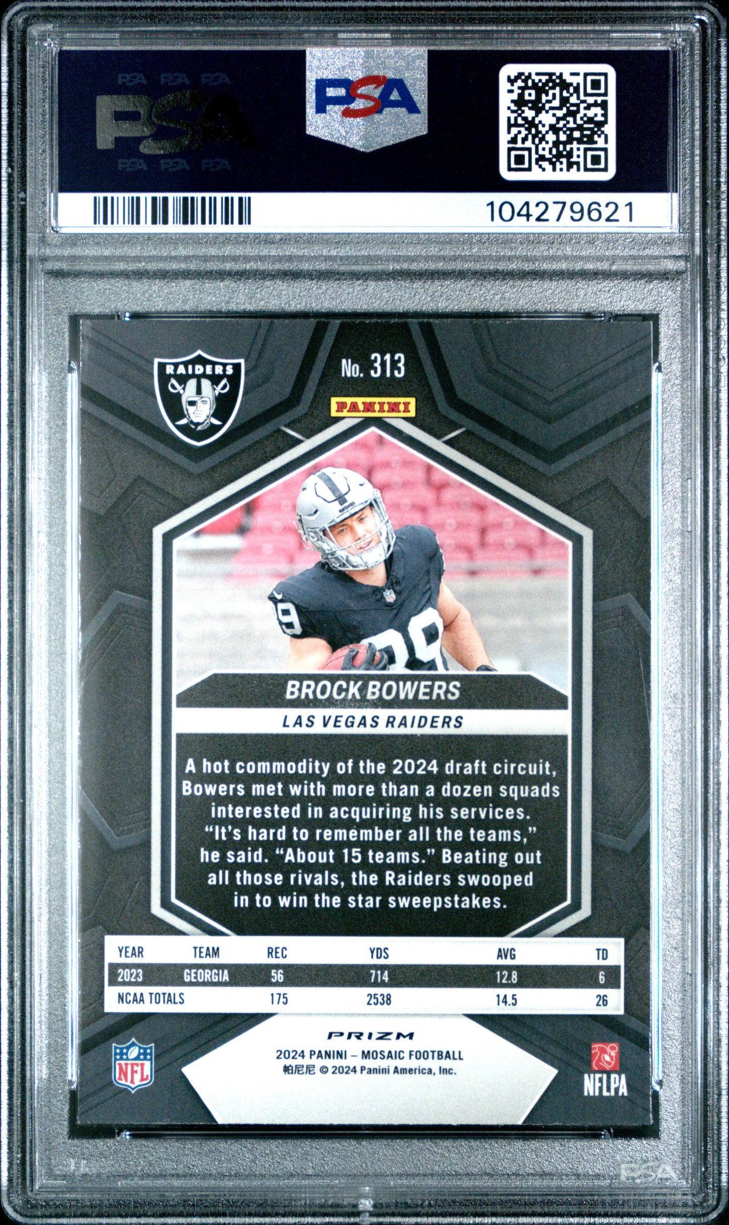 2024 Panini Mosaic #313 Brock Bowers Camo Pink PSA 10