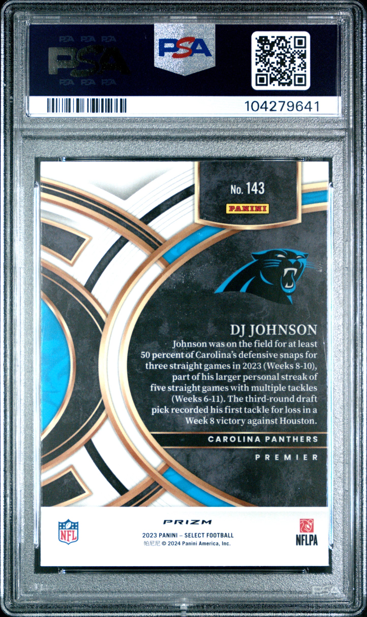 2023 Panini Select #143 Dj Johnson Disco Prizm PSA 10