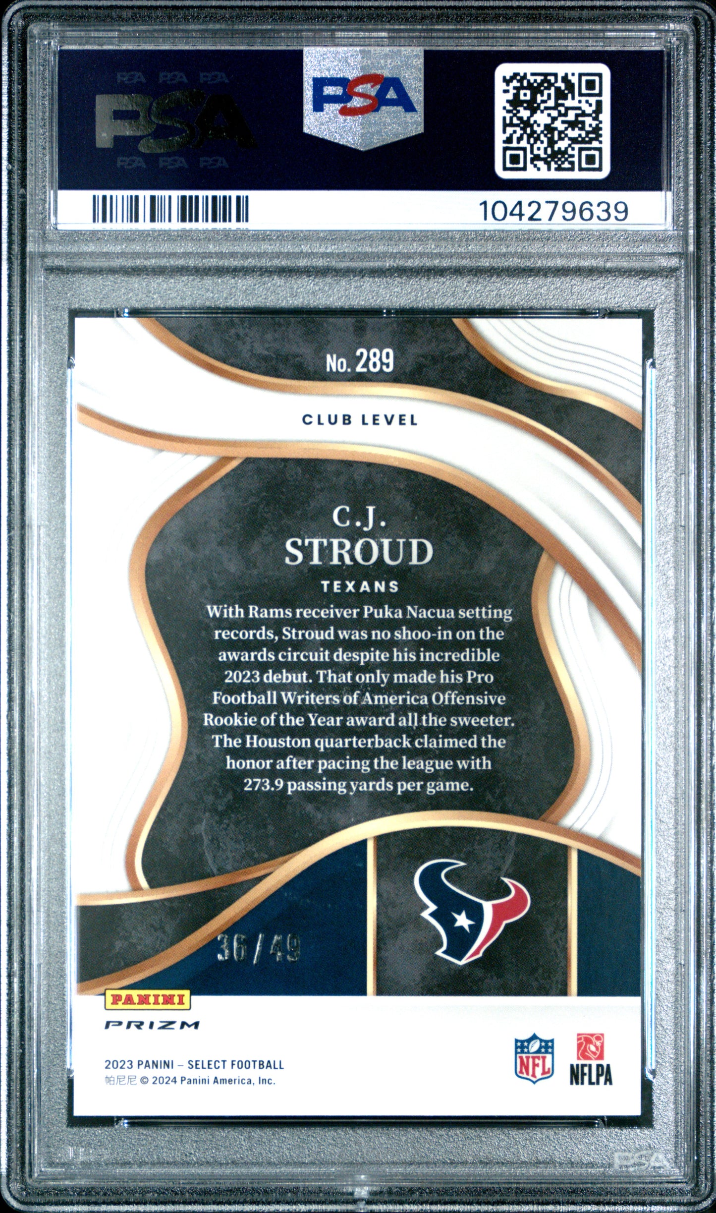 2023 Panini Select #289 Cj Stroud Red Disco Prizm PSA 10