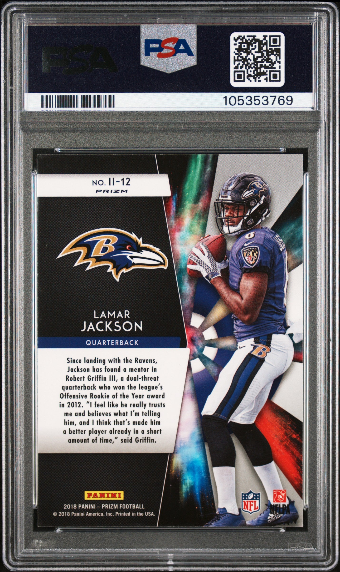 2018 Panini Prizm Instant Impact #II-12 Lamar Jackson Instant Impact PSA 9